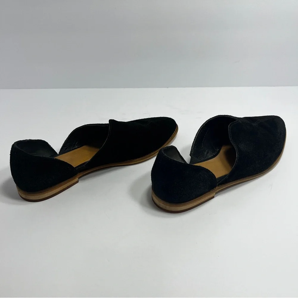 Frye And Co Fenn D'Orsay Black Suede Flats SZ 8